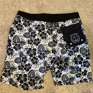 DIXXON Black and White Floral Board Shorts